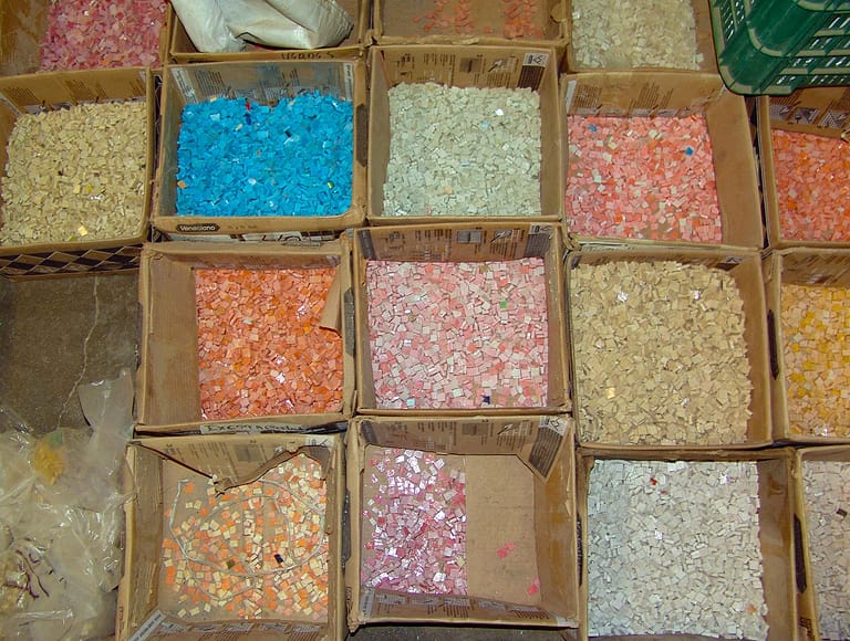 Mosaic Smalti in Boxes ready to Bag and put away.