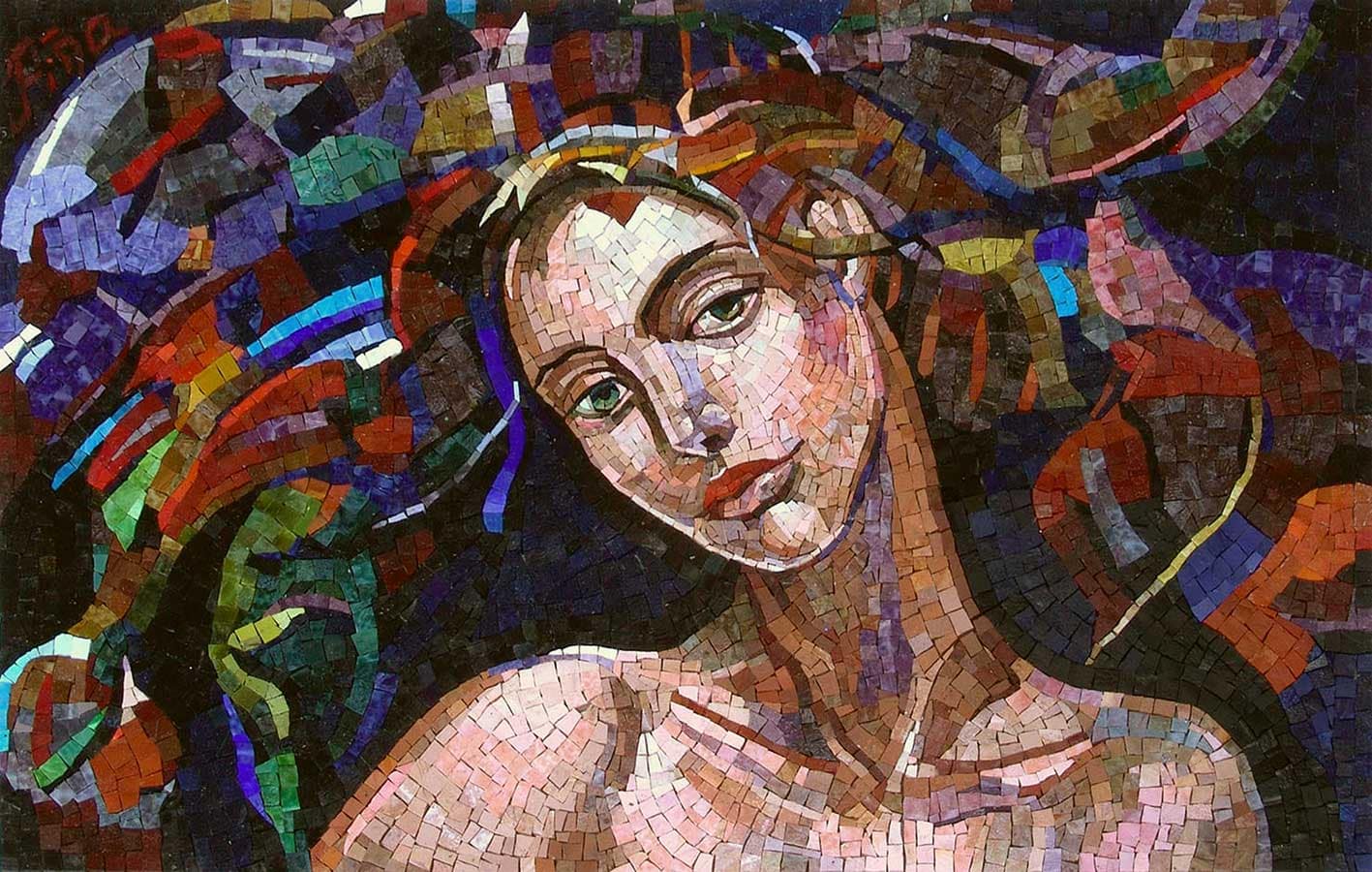 mosaic of Women in smalti glass by mosaiclegs art studio