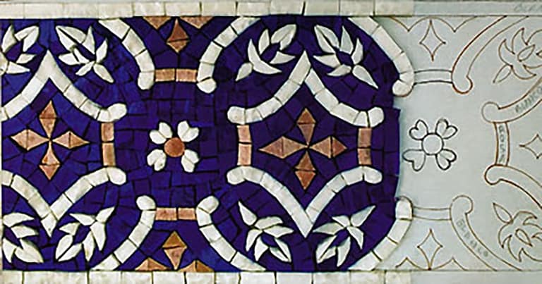 Example of Mosaiclegs Border Design Hand Cut Mosaic