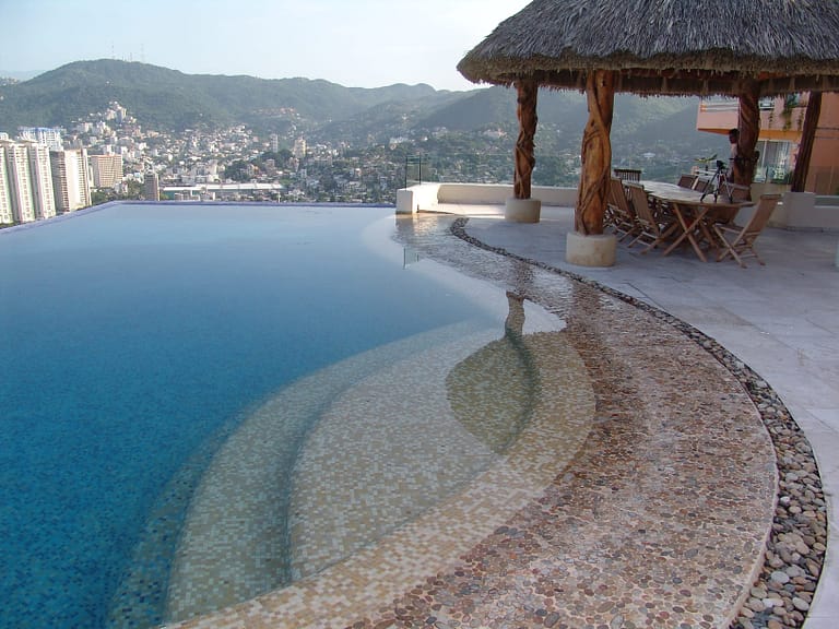 Mosaic Pool in Acapulco overseeing the Bay