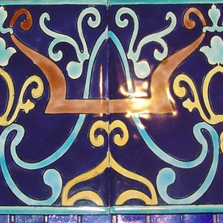 Bissin Hand painted tile for blue tile pool
